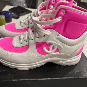 Chanel high top sneakers worn twice